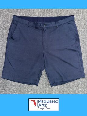Greg Norman Shark Mens Navy Golf Shorts Size 38 Performance Stretch